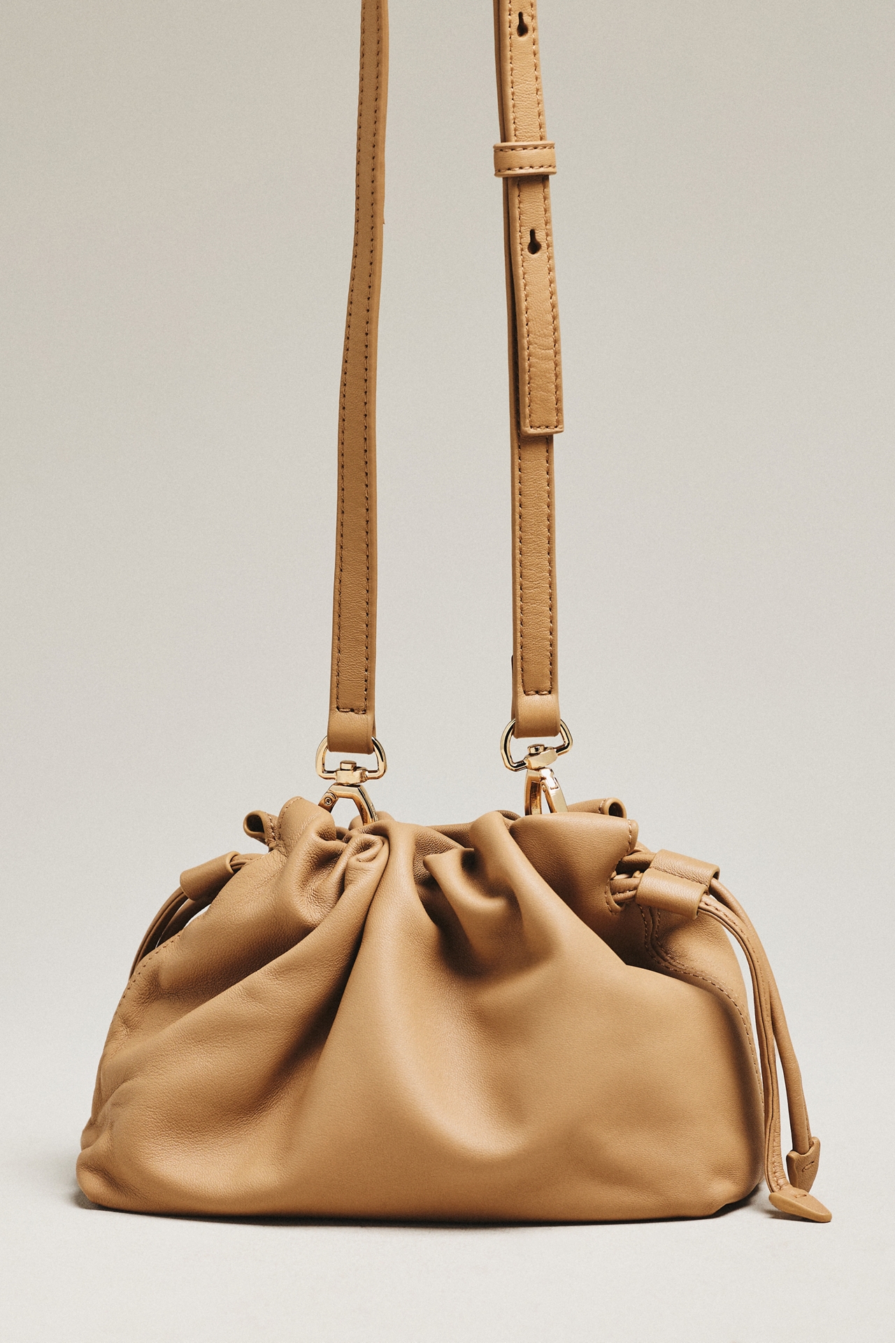 Studio Amelia Alexandra Leather Petite Drawstring Clutch