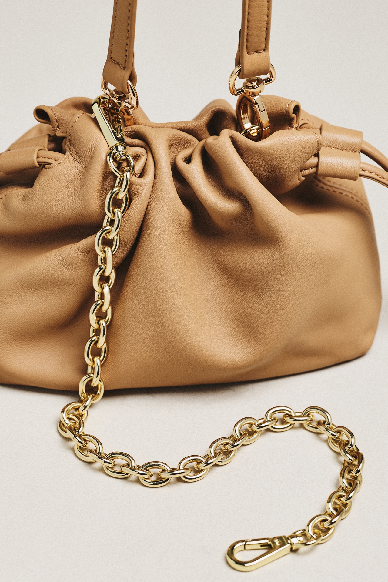 Studio Amelia Alexandra Leather Petite Drawstring Clutch