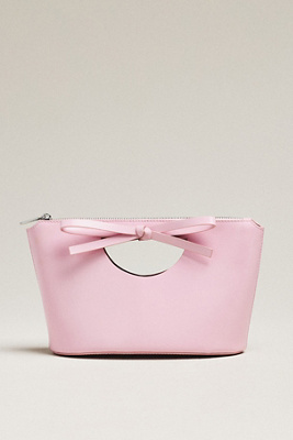Studio Amelia Sofia Leather Bow Clutch In Pink