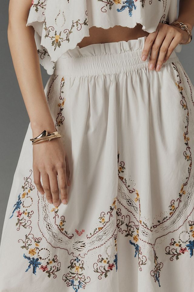 Embroidered Culotte Pants #4
