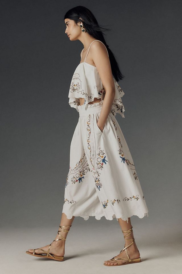 Embroidered Culotte Pants #2