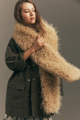 By Anthropologie Shaggy Faux-fur Scarf In Brown
