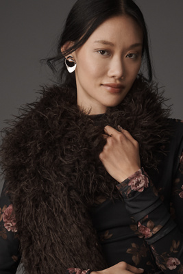By Anthropologie Shaggy Faux-fur Scarf In Brown