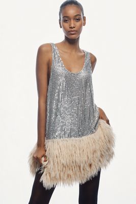 Siempre Deco Sequin Feather Tunic