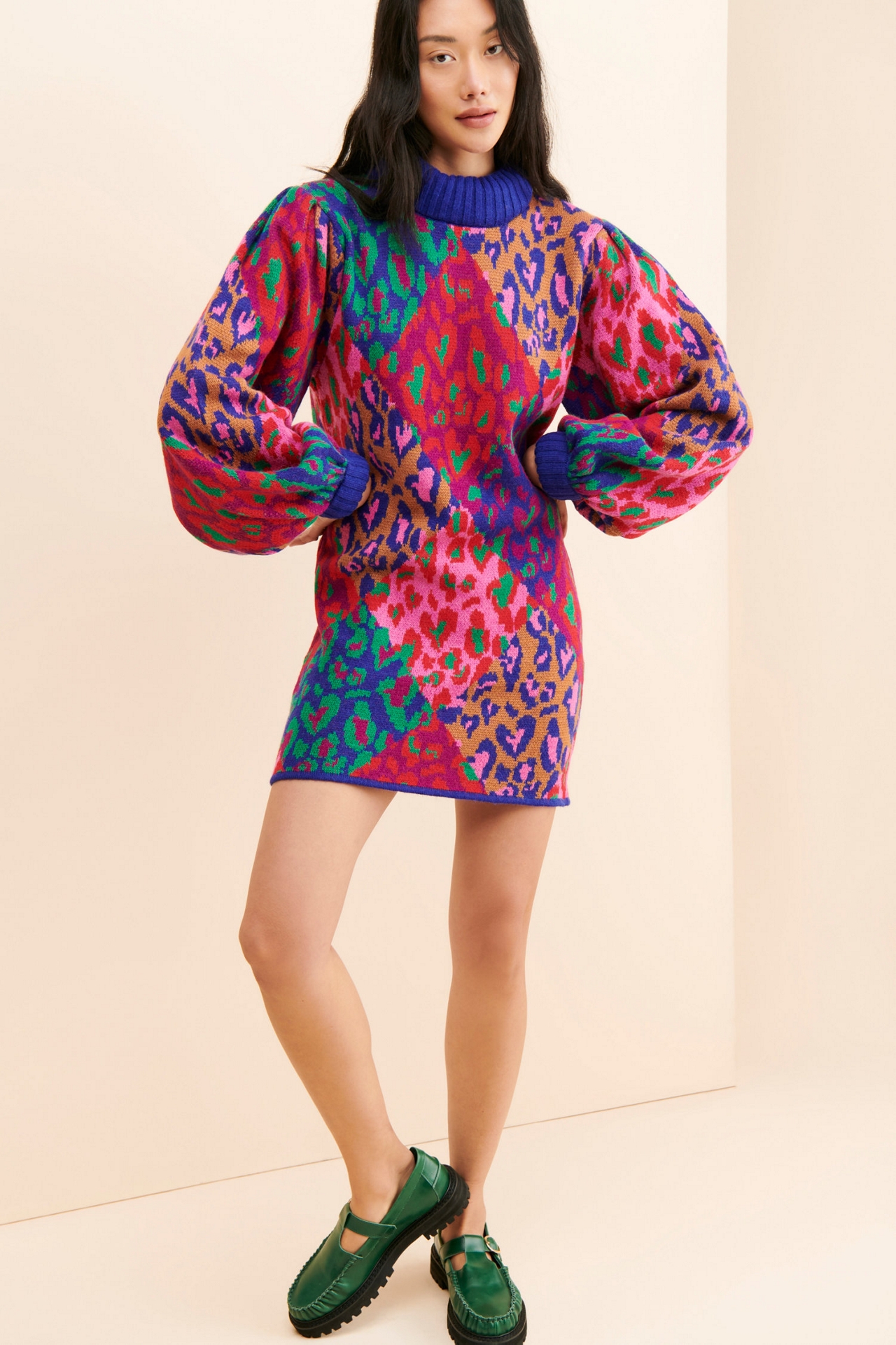 FARM Rio Mixed Leopard Pop Sweater Dress