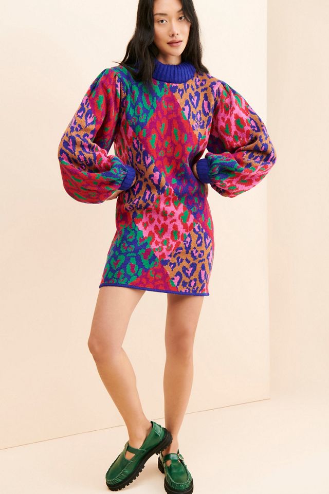 FARM Rio Mixed Leopard Pop Sweater Dress #1