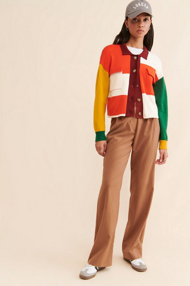 Flat White Colorblock Structured Cardigan #4