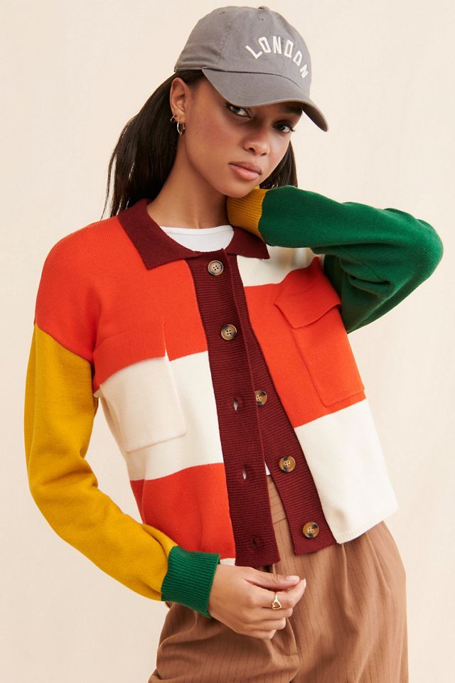 Flat White Colorblock Structured Cardigan #2