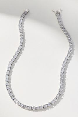 By Anthropologie Short Tennis Necklace In Black