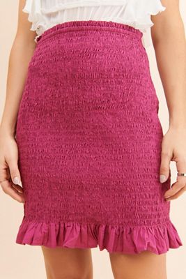 Smocked Ruffle Hem Mini Skirt