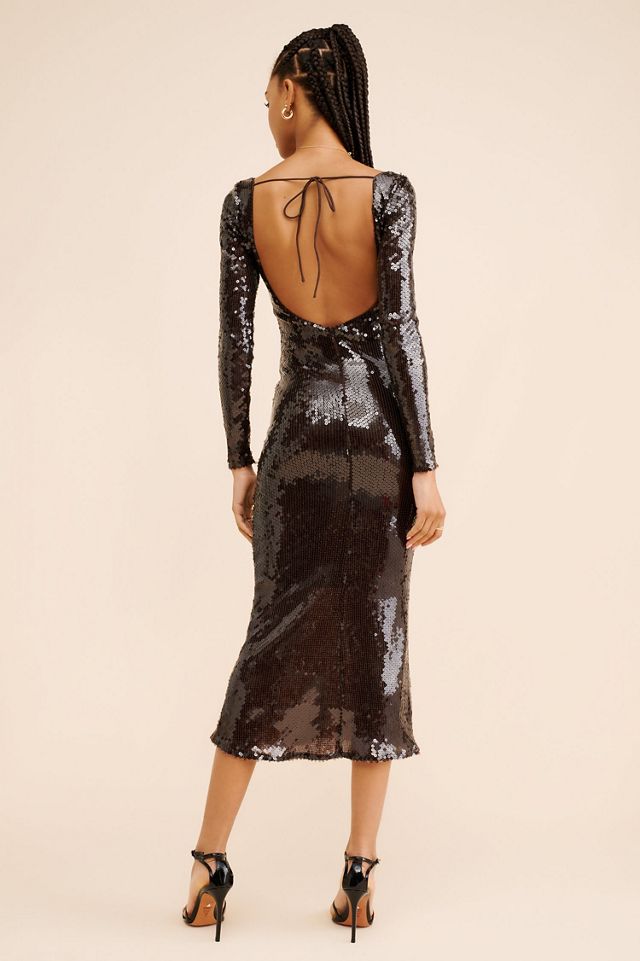 Bardot Verona Long-Sleeve Sequin Slim Midi Dress | Anthropologie
