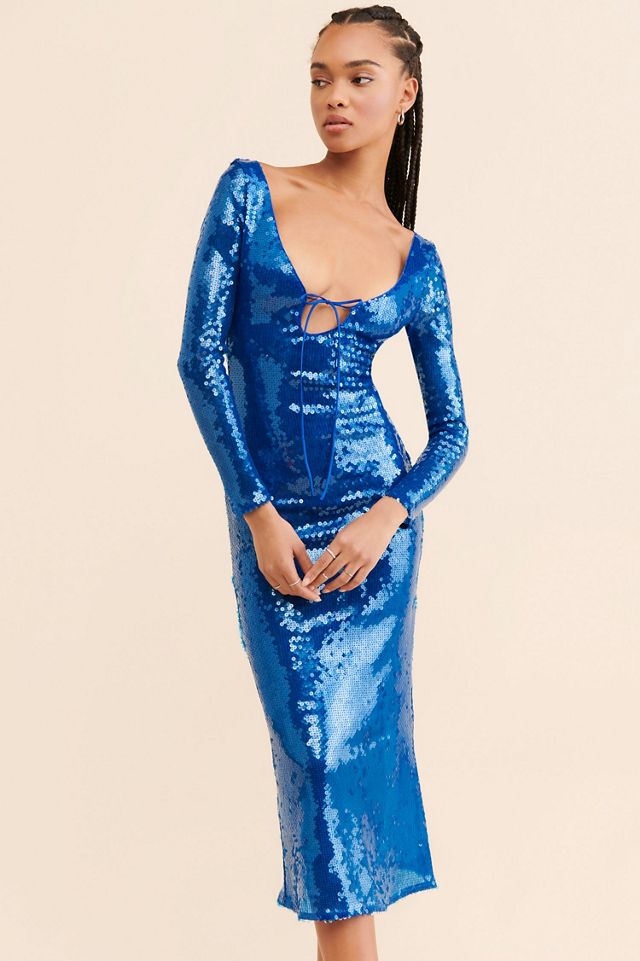 Bardot Verona Long-Sleeve Sequin Slim Midi Dress #1