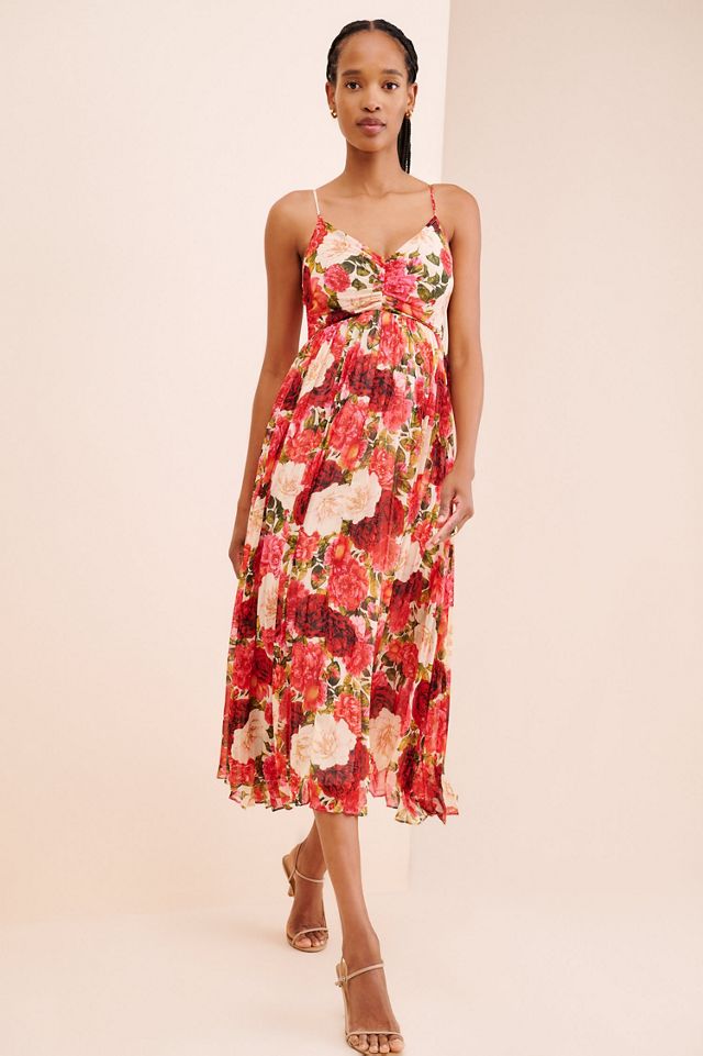 Moon River Pleated Sleeveless Midi Dress #1