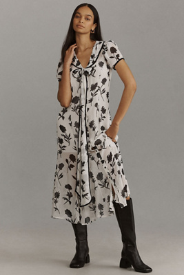 maeve short-sleeve belted midi shirt dress Maeve Short-Sleeve V-Neck Midi Dress at MarketFair Shoppes in Princeton, NJ