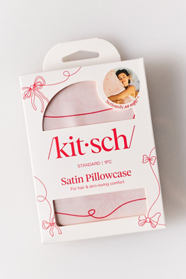 Kitsch Striped Bows Satin Standard Pillowcase In Pink