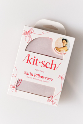 Kitsch Striped Bows Satin King Pillowcase In Pink