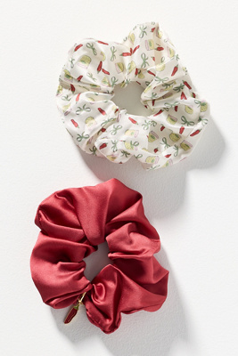 2 Stück Große Haargummis (Scrunchies) – Weicher Baumwollstoff, Rot, Ca. 14 Cm Durchmesser