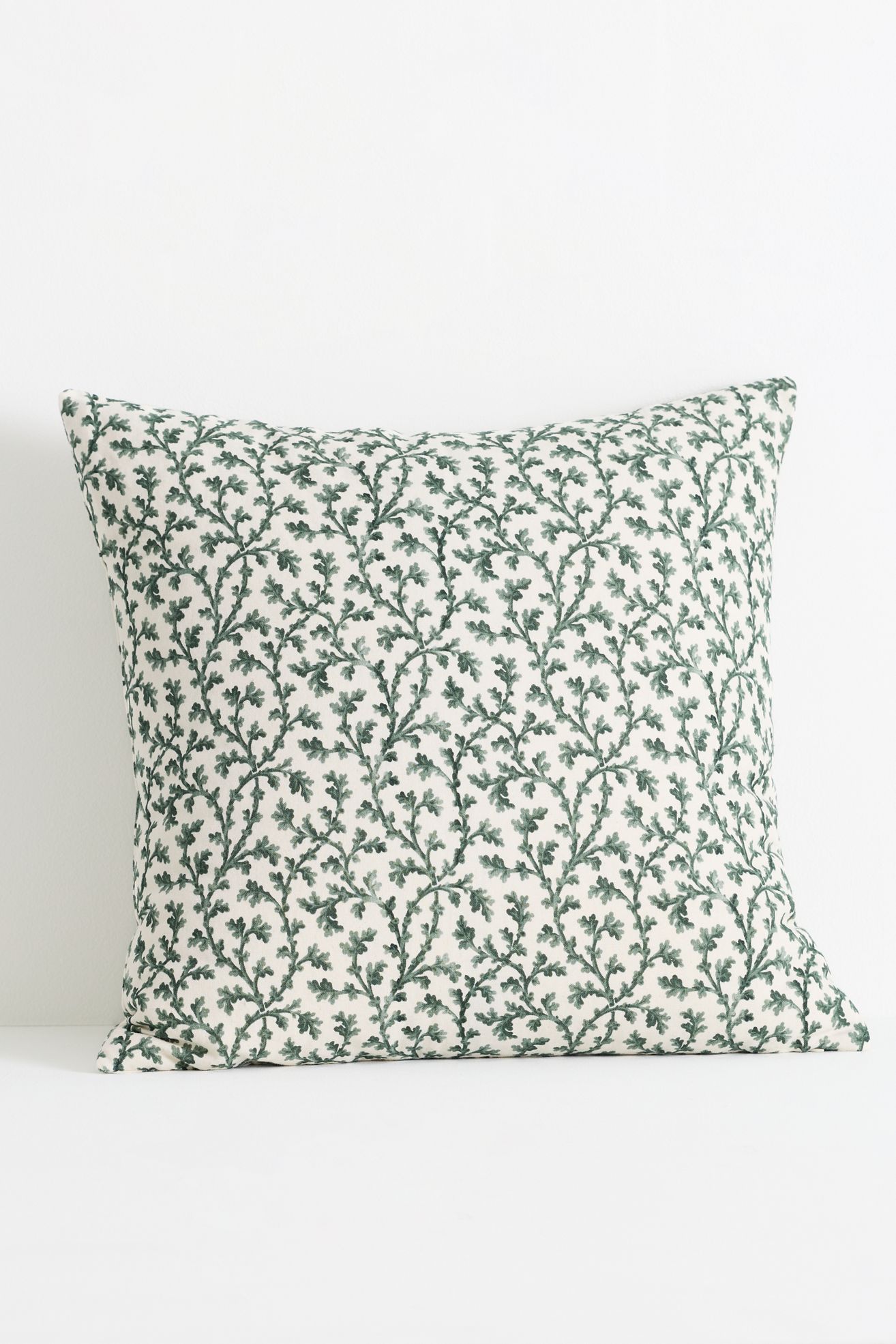 Irena Cotton Linen Blend Printed Floral Pillow - Green Pattern, 20" X 20"