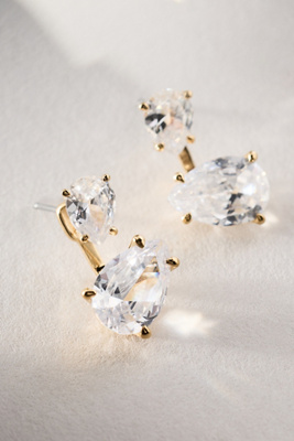 Nadri Pear Stone Front-back Earrings In Gold