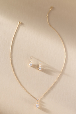 Nadri Maiden Oval Necklace & Earrings Set In Gold