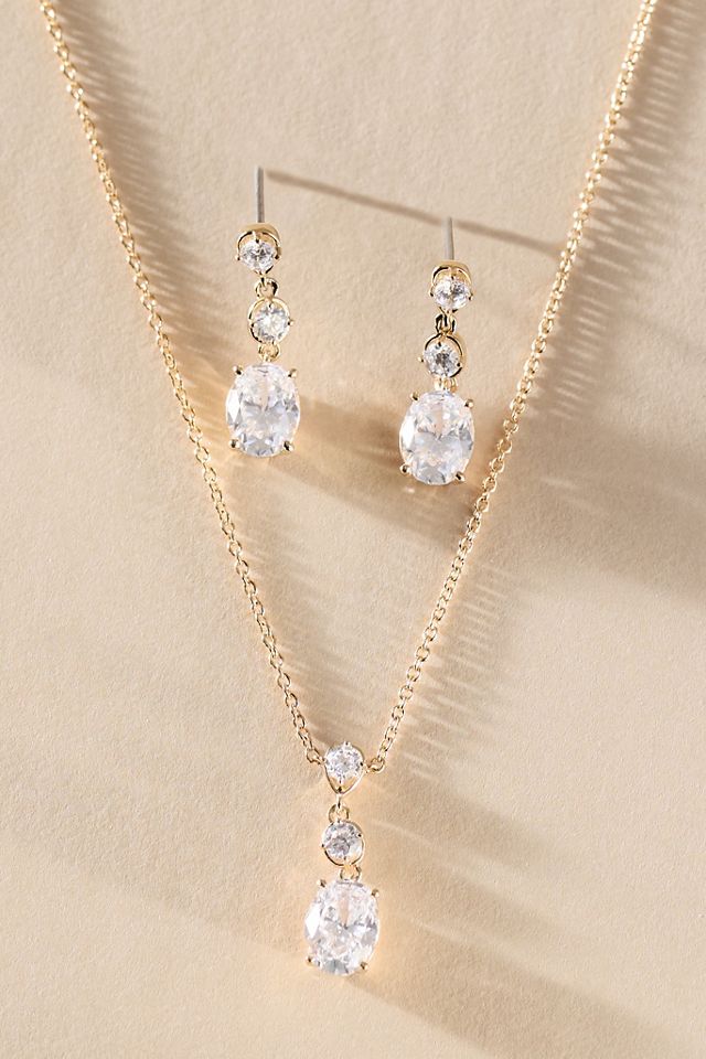 NADRI Maiden Oval Necklace & Earrings Set #1