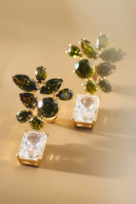 Nadri Ane Crystal Cluster Drop Earrings In Green