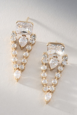 Nadri Stunner Swag Crystal Drop Earrings In Gold