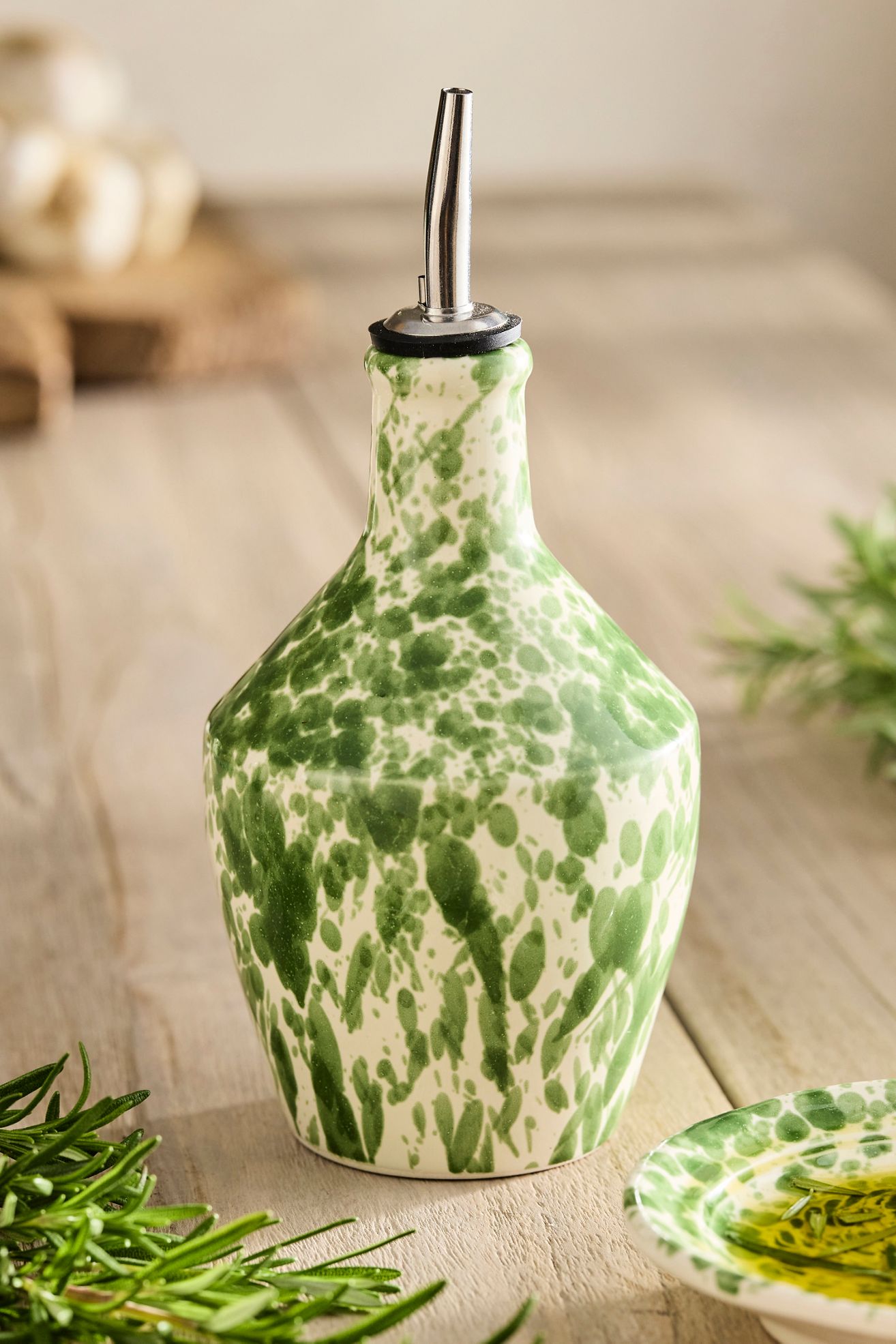 Speckled Ceramic Olive Oil Cruet - Green, One Size
