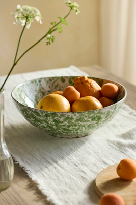 Green Speckled Serving Bowl, Large