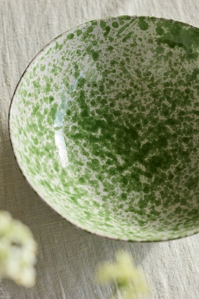 Green Speckled Serving Bowl, Large #1