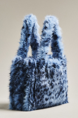 Lamarque Jade Faux-fur Tote In Blue