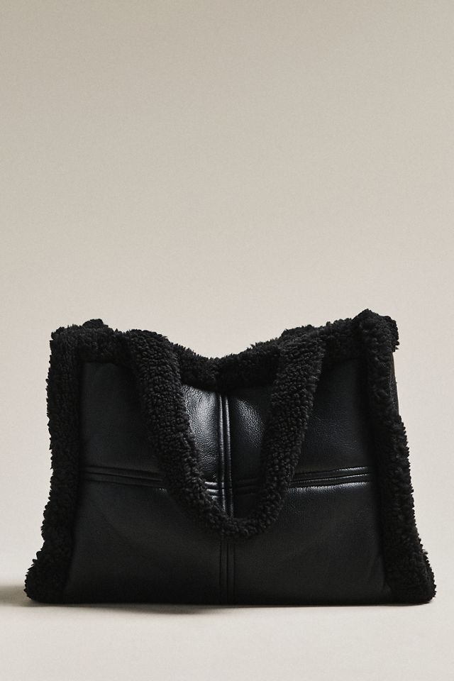 Lamarque Zoey Sherpa Fleece Leather Tote | Anthropologie