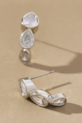 By Anthropologie Multi Crystal Drop Earrings In Silver