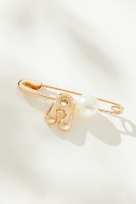 By Anthropologie Bubble Letter Monogram Safety Pin Brooch