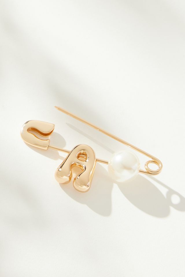 Bubble Letter Monogram Safety Pin Brooch #2