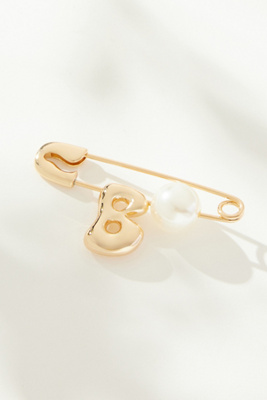 By Anthropologie Bubble Letter Monogram Safety Pin Brooch