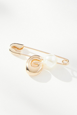 By Anthropologie Bubble Letter Monogram Safety Pin Brooch