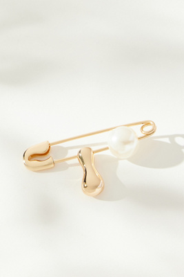 By Anthropologie Bubble Letter Monogram Safety Pin Brooch
