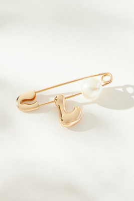 By Anthropologie Bubble Letter Monogram Safety Pin Brooch
