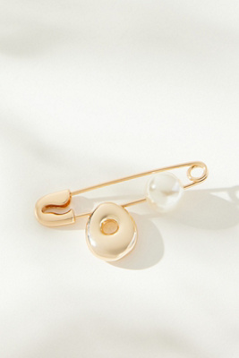 By Anthropologie Bubble Letter Monogram Safety Pin Brooch