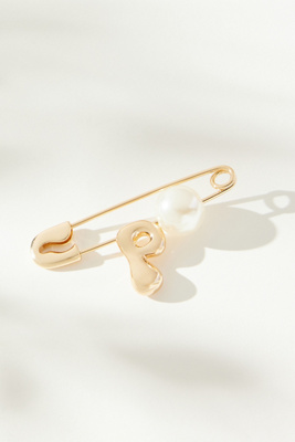 By Anthropologie Bubble Letter Monogram Safety Pin Brooch