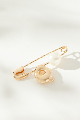 By Anthropologie Bubble Letter Monogram Safety Pin Brooch