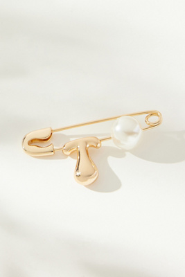 By Anthropologie Bubble Letter Monogram Safety Pin Brooch