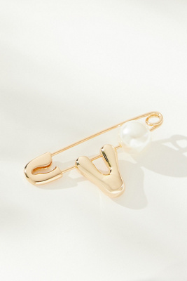By Anthropologie Bubble Letter Monogram Safety Pin Brooch