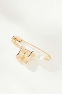 By Anthropologie Bubble Letter Monogram Safety Pin Brooch