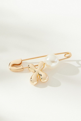 By Anthropologie Bubble Letter Monogram Safety Pin Brooch