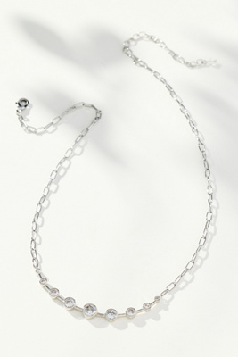 By Anthropologie Curved Bar Crystal Necklace In Metallic