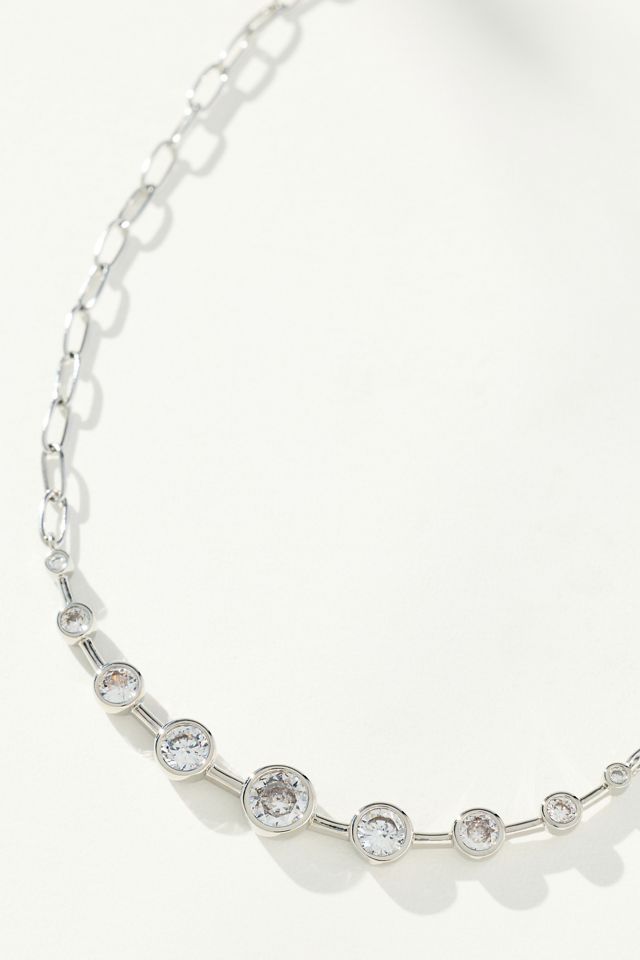 Curved Bar Crystal Necklace #1