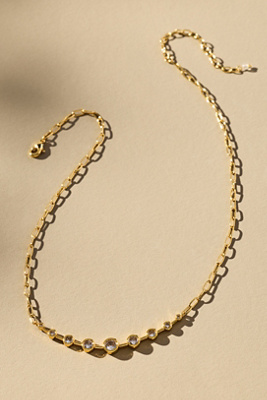 By Anthropologie Curved Bar Crystal Necklace In Gold