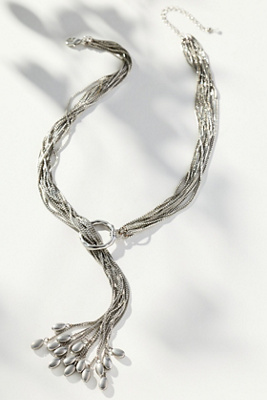 By Anthropologie Tasseled Lariat Necklace In Silver